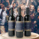 Search for navy blue wine labels Gold glitter