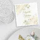 Search for vintage napkins gold and white