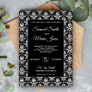 Search for damask black and white wedding invitations modern