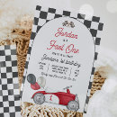Search for cars 1st birthday invitations Race car birthday