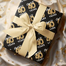 Search for 40th birthday wrapping paper Black and gold