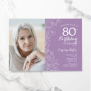 Search for purple 80th birthday invitations Floral