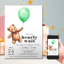 Search for green teddy bear invitations Beary cute baby