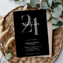 Search for black and white 21st birthday invitations Modern