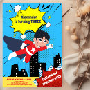 Search for superhero birthday invitations Red yellow blue
