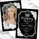 Search for silver black white 50th birthday invitations Elegant