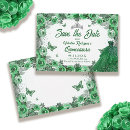Search for rectangle quinceanera save the dates Emerald green
