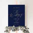 Search for navy blue gold welcome wedding signs Script