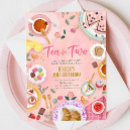 Search for tea for two birthday invitations Pink and gold