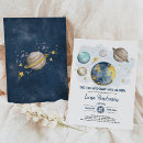 Search for moon and stars baby boy shower invitations Outer space