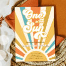 Search for one in the sun birthday invitations Retro sunshine birthday