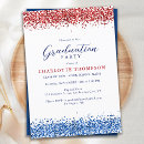 Search for red and blue graduation invitations Glitter