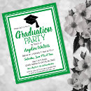 Search for green and white graduation invitations University