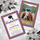 Search for purple and gold graduation invitations College