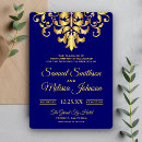 Search for royal blue and gold wedding invitations Damask