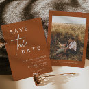 Search for minimalist wedding save the dates Burnt orange
