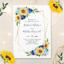Search for sunflower wedding invitations Navy blue