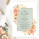 Search for sage green and peach wedding invitations Watercolor floral