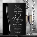 Search for silver 75th birthday invitations Black