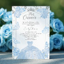 Search for blue dress quinceanera invitations Silver foil