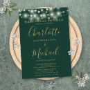 Search for green rehearsal dinner invitations Emerald green and gold