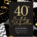 Search for black and gold 40th birthday invitations Glitter