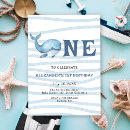 Search for under the sea 1st birthday invitations Whale
