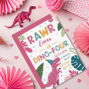 Search for dinosaur fourth birthday invitations Girl