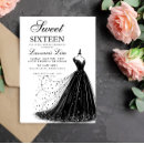 Search for black white sweet 16 invitations Glam