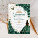 Search for emerald green quinceanera invitations Princess tiara crown
