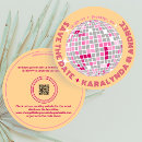 Search for pink and orange wedding save the dates 70s