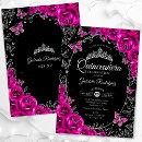 Search for pink black quinceanera invitations 15th birthday