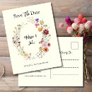 Search for wildflowers save the date postcards Bohemian botanical
