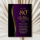Search for purple 80th birthday invitations Gold