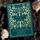 Search for emerald green and gold wedding invitations Floral