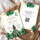 Search for emerald green quinceanera invitations Mexican spanish latina