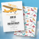 Search for time flies 1st birthday invitations Aeroplane