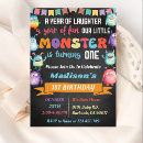 Search for monster 1st birthday invitations Cute little monster party