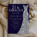 Search for navy blue 21st birthday invitations Silver