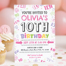 Search for 10th birthday invitations Double digits