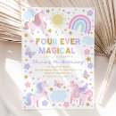 Search for unicorn 4th birthday invitations Four ever magical birthday