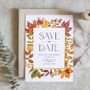 Search for fall leaves save the dates Gold foil