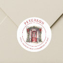 Search for red door return address labels Watercolor