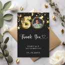 Search for 50th birthday thank you cards Black and gold