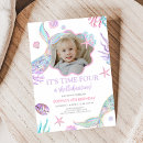 Search for mermaid 4th birthday invitations Seashells