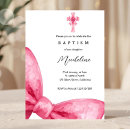 Search for ribbon baptism invitations Pink bow baptism