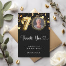 Search for 70th birthday thank you cards Black and gold