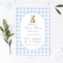 Search for blue gingham baby shower invitations Mother to be