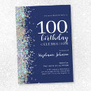 Search for 100th birthday invitations Navy blue