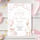 Search for girl 1st birthday invitations One silly goose